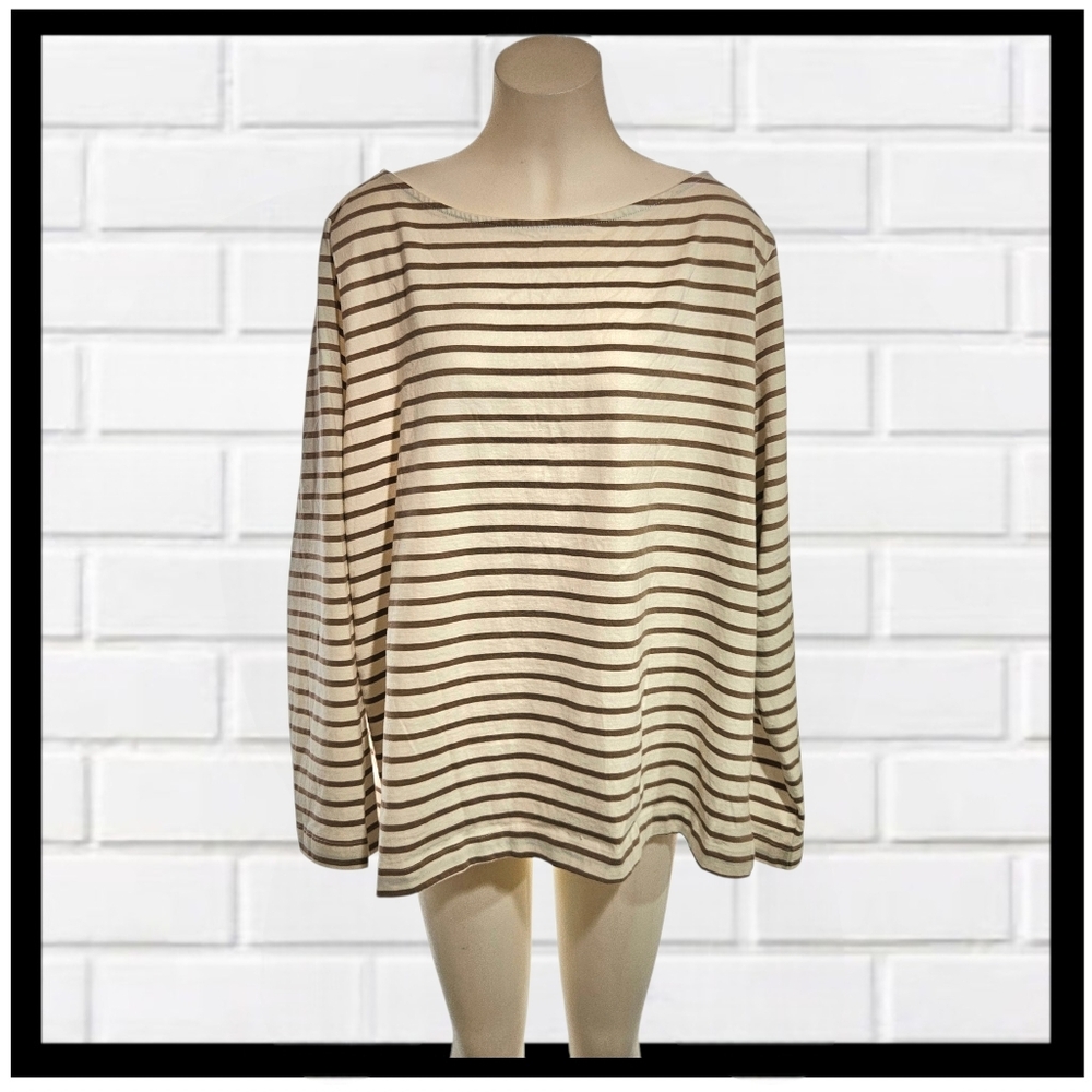 H&M Brown and Cream Striped Top